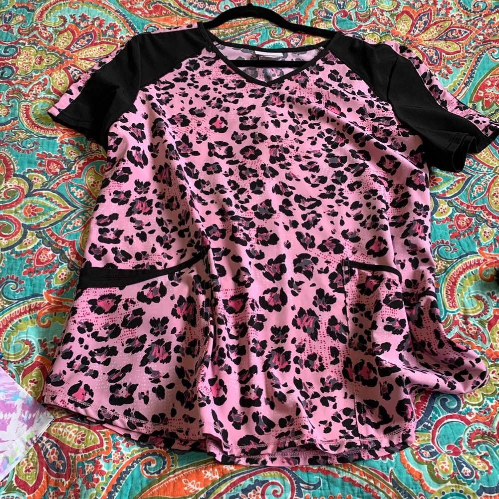 Scrubstar Large Pink and Black Leopard Scrub Too
